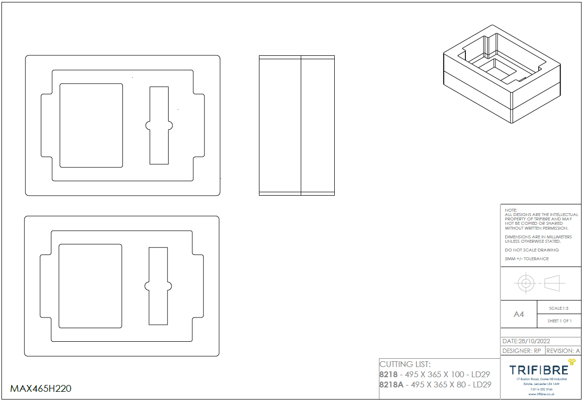 Optoma ZH406 Inserção de Espuma do Projetor para caber na MAX465H220 (Somente Inserção)