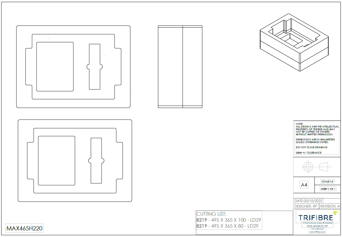 Optoma ZH406ST Inserção de Espuma do Projetor para caber na MAX465H220 (Somente Inserção)