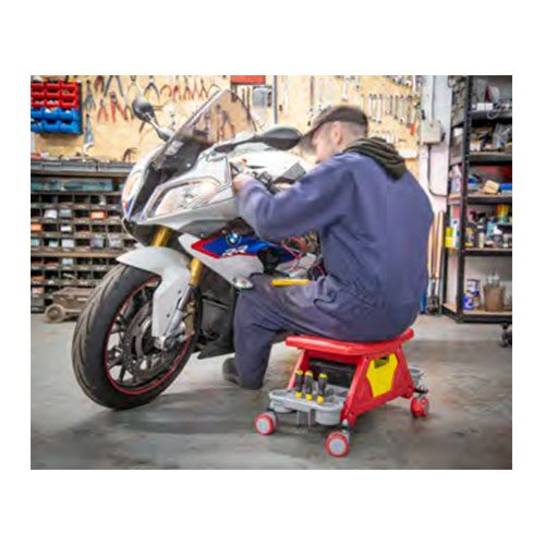 Challenger Banco Mecânico de Garagem com 4 Rodas – com Gaveta e 2 Bandejas Laterais para Ferramentas – Roda de 65 mm